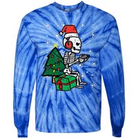 Gamer Skeleton Santa Christmas Gaming Tie-Dye Long Sleeve Shirt