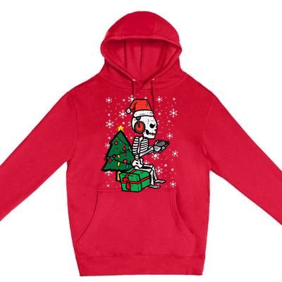 Gamer Skeleton Santa Christmas Gaming Premium Pullover Hoodie