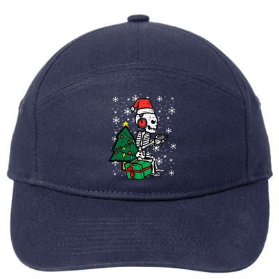 Gamer Skeleton Santa Christmas Gaming 7-Panel Snapback Hat