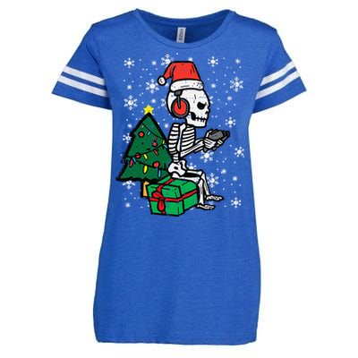 Gamer Skeleton Santa Christmas Gaming Enza Ladies Jersey Football T-Shirt