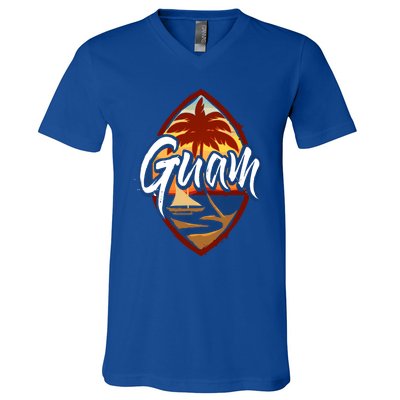 Guam Seal Sunset 671 Guaian Chamorro Gift V-Neck T-Shirt