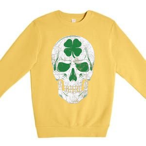 Green Shamrock Skull Irish Ireland ST PATRICKS DAY Gift Premium Crewneck Sweatshirt