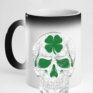 Green Shamrock Skull Irish Ireland ST PATRICKS DAY Gift 11oz Black Color Changing Mug