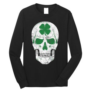 Green Shamrock Skull Irish Ireland ST PATRICKS DAY Gift Long Sleeve Shirt