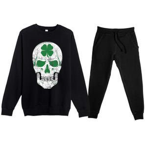 Green Shamrock Skull Irish Ireland ST PATRICKS DAY Gift Premium Crewneck Sweatsuit Set