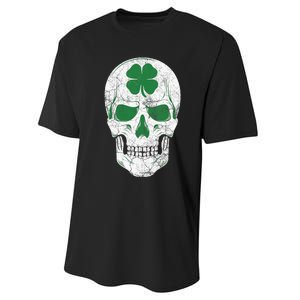 Green Shamrock Skull Irish Ireland ST PATRICKS DAY Gift Performance Sprint T-Shirt