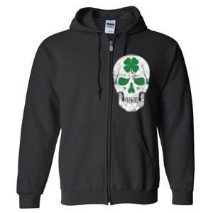 Green Shamrock Skull Irish Ireland ST PATRICKS DAY Gift Full Zip Hoodie