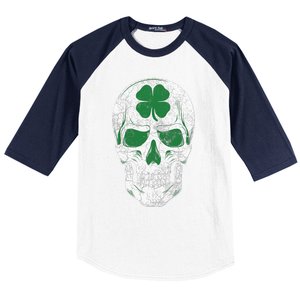 Green Shamrock Skull Irish Ireland ST PATRICKS DAY Gift Baseball Sleeve Shirt