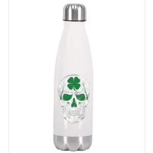 Green Shamrock Skull Irish Ireland ST PATRICKS DAY Gift Stainless Steel Insulated Water Bottle