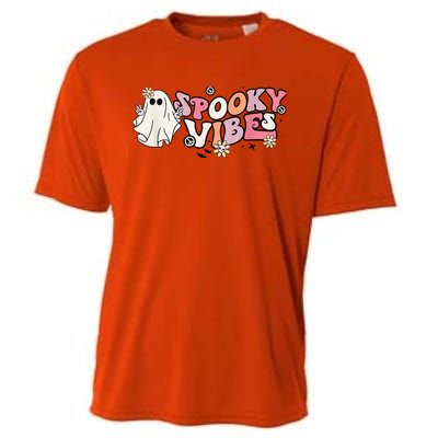 Groovy Stay Spooky Vibes Floral Boo Hippie Halloween 2 Sided Cooling Performance Crew T-Shirt