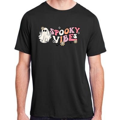 Groovy Stay Spooky Vibes Floral Boo Hippie Halloween 2 Sided Adult ChromaSoft Performance T-Shirt