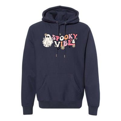 Groovy Stay Spooky Vibes Floral Boo Hippie Halloween 2 Sided Premium Hoodie