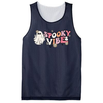 Groovy Stay Spooky Vibes Floral Boo Hippie Halloween 2 Sided Mesh Reversible Basketball Jersey Tank