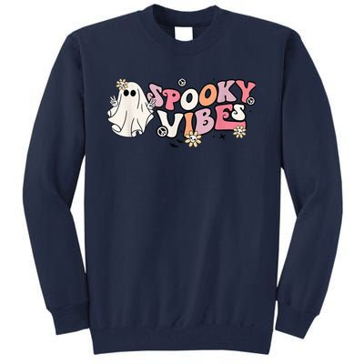 Groovy Stay Spooky Vibes Floral Boo Hippie Halloween 2 Sided Tall Sweatshirt