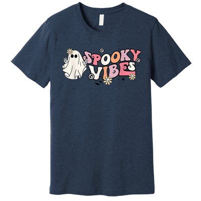 Groovy Stay Spooky Vibes Floral Boo Hippie Halloween 2 Sided Premium T-Shirt