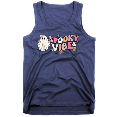 Groovy Stay Spooky Vibes Floral Boo Hippie Halloween 2 Sided Tank Top