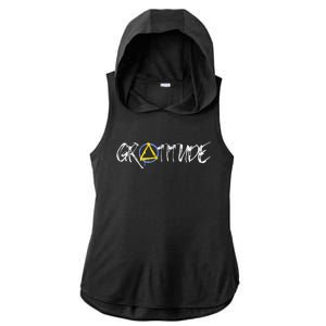 Gratitude Sobriety Symbol Ladies PosiCharge Tri-Blend Wicking Draft Hoodie Tank