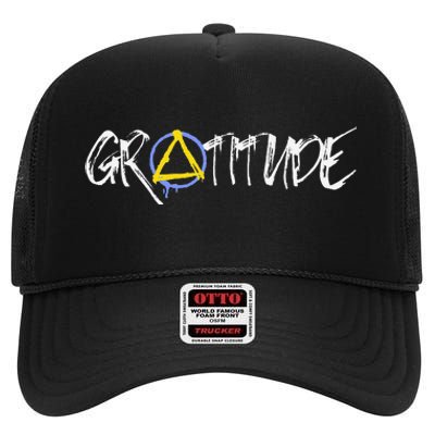 Gratitude Sobriety Symbol High Crown Mesh Back Trucker Hat