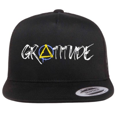 Gratitude Sobriety Symbol Flat Bill Trucker Hat