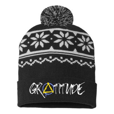 Gratitude Sobriety Symbol USA-Made Snowflake Beanie