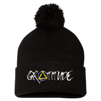 Gratitude Sobriety Symbol Pom Pom 12in Knit Beanie