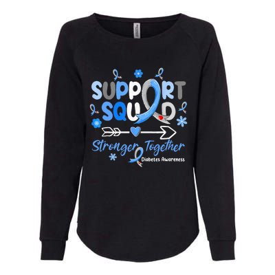 Groovy Support Squad Blue Ribbon Diabetes Awareness Womens California Wash Sweatshirt