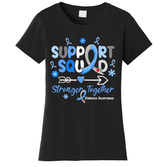 Groovy Support Squad Blue Ribbon Diabetes Awareness Women's T-Shirt