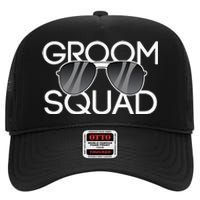 Groom Squad Sunglasses Wedding Bachelor Party High Crown Mesh Back Trucker Hat