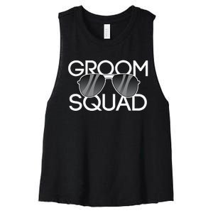 Groom Squad Sunglasses Wedding Bachelor Party Women's Racerback Cropped Tank