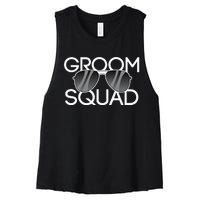 Groom Squad Sunglasses Wedding Bachelor Party Women's Racerback Cropped Tank