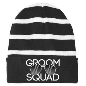 Groom Squad Sunglasses Wedding Bachelor Party Striped Beanie with Solid Band