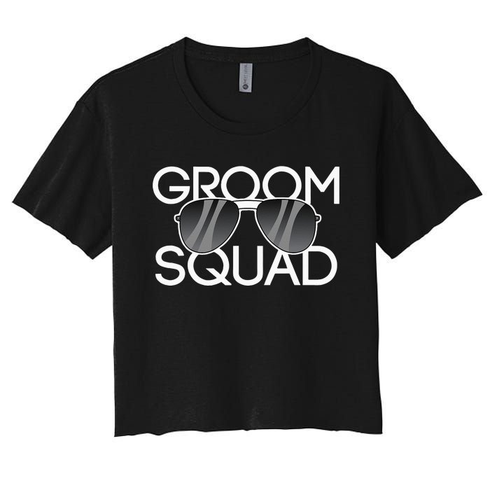 Groom Squad Sunglasses Wedding Bachelor Party Women's Crop Top Tee