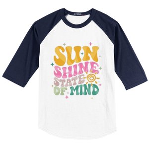 Groovy Sunshine State Of Mind Summer Break Vacation Baseball Sleeve Shirt