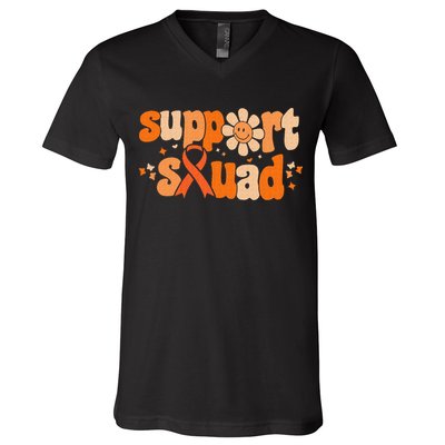 Groovy Support Squad Multiple Sclerosis Awareness Mom Women V-Neck T-Shirt