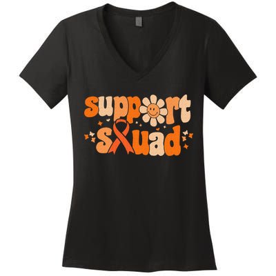 Groovy Support Squad Multiple Sclerosis Awareness Mom Women Women's V-Neck T-Shirt