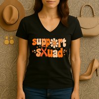 Groovy Support Squad Multiple Sclerosis Awareness Mom Women Women's V-Neck T-Shirt