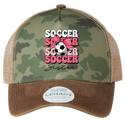 Groovy Soccer Sister Coquette Bow Soccer Legacy Tie Dye Trucker Hat