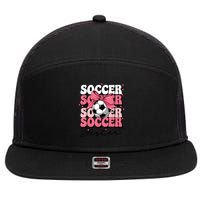 Groovy Soccer Sister Coquette Bow Soccer 7 Panel Mesh Trucker Snapback Hat