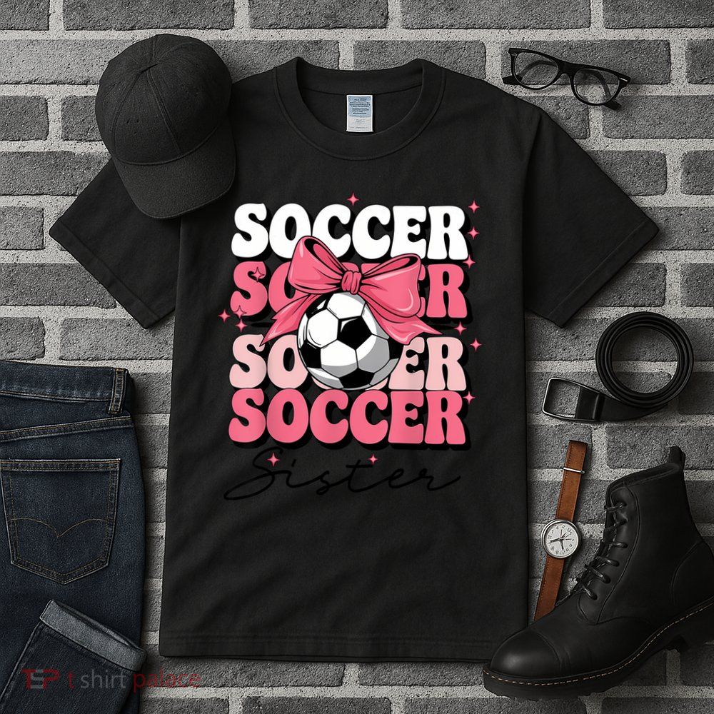 Groovy Soccer Sister Coquette Bow Soccer Tall T-Shirt