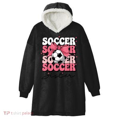 Groovy Soccer Sister Coquette Bow Soccer Hooded Wearable Blanket