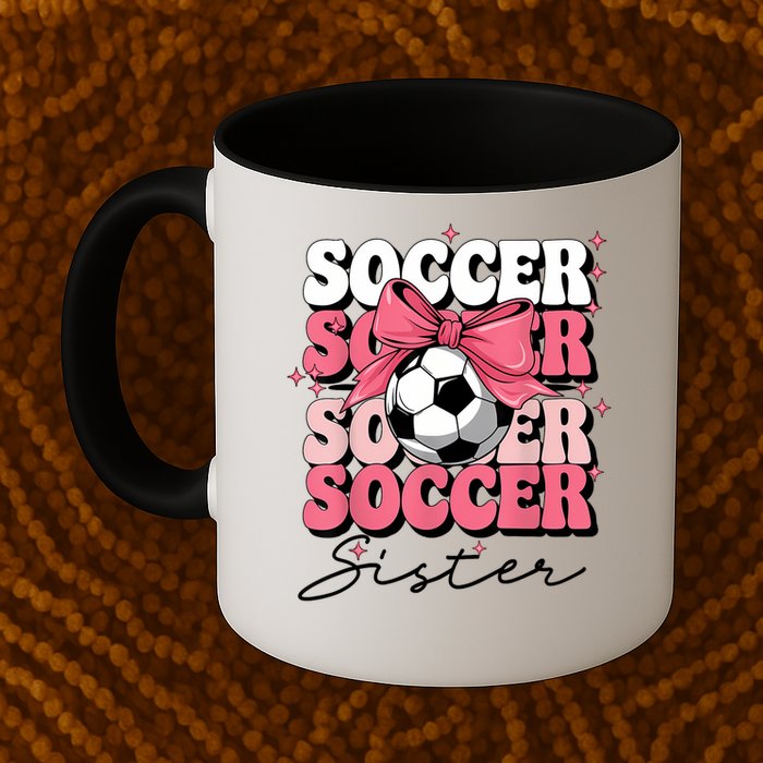Groovy Soccer Sister Coquette Bow Soccer Mug