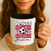 Groovy Soccer Sister Coquette Bow Soccer Mug