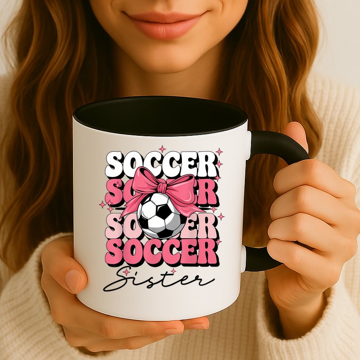 Groovy Soccer Sister Coquette Bow Soccer Mug