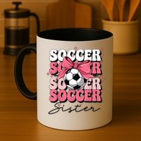 Groovy Soccer Sister Coquette Bow Soccer Mug