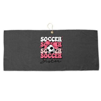 Groovy Soccer Sister Coquette Bow Soccer Large Microfiber Waffle Golf Towel