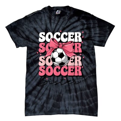 Groovy Soccer Sister Coquette Bow Soccer Tie-Dye T-Shirt