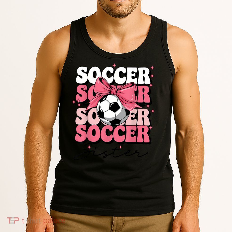 Groovy Soccer Sister Coquette Bow Soccer Tank Top