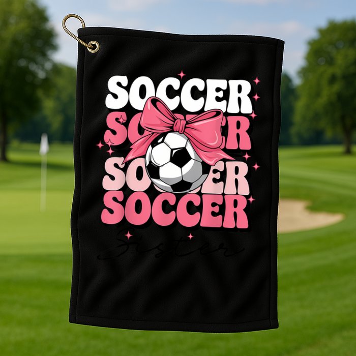 Groovy Soccer Sister Coquette Bow Soccer Golf Towel
