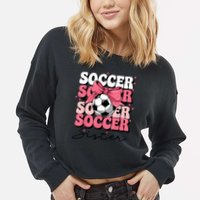 Groovy Soccer Sister Coquette Bow Soccer Cropped Pullover Crew