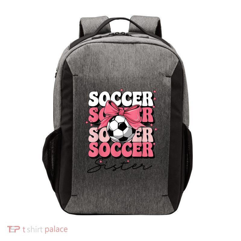 Groovy Soccer Sister Coquette Bow Soccer Vector Backpack